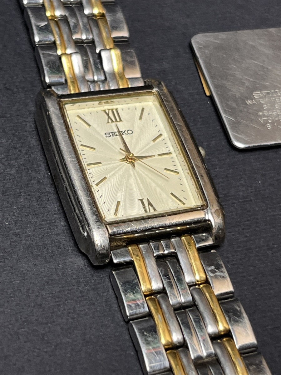 For Parts Vintage Seiko V701-5E30 R1 Men's Two-Tone Bracelet Dress