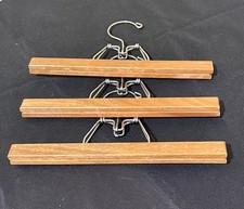 3 Vintage Wooden Pant Hangers Skirt Slacks with Metal Clamps 11