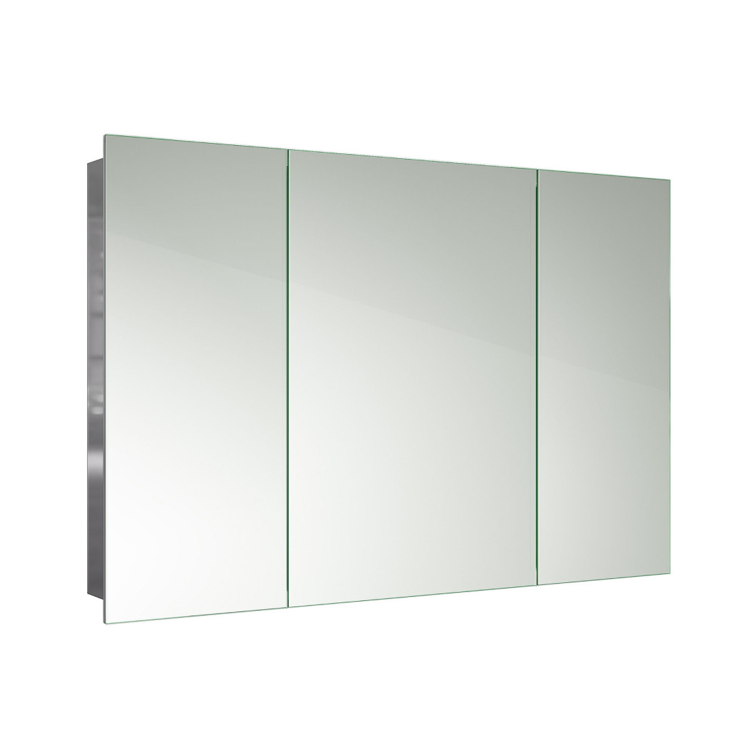 Bathroom Mirror Cabinet Wall Hung Mount 3 Doors Unit Stainless Steel 600 x 900mm