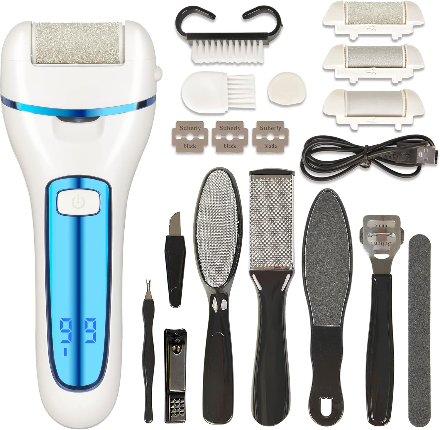 Pedicure Elettrica Professionale Piedi: Kit Togli Calli Ricaricabile