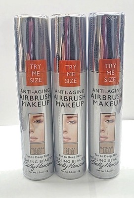 3 Pack Sally Hansen Anti-Aging Airbrush Makeup, Natural Beige Spice 0.5 Oz.