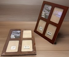 Lot 2 Vintage Pinnacle Picture Photo Frames Wooden Collage 4 3x4.5 Openings NEW