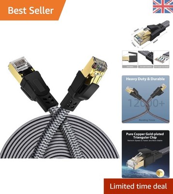 10 m Cat 8 Ethernet Kabel - Flexibles flaches Design, vergoldet für optimale Geschwindigkeit