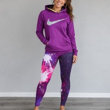 Nike Outfit Womens Hoodie Leggings Set Purple...