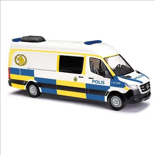 Mercedes Benz Sprinter larga distancia entre ejes, Polis calibre HO/OO BUSCH 52630 | Zustand: New