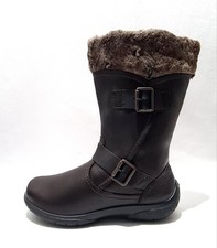 Hotter Melody Ortholite Boots Size 5 UK New Boxed Brown Leather Mid Calf FurTrim