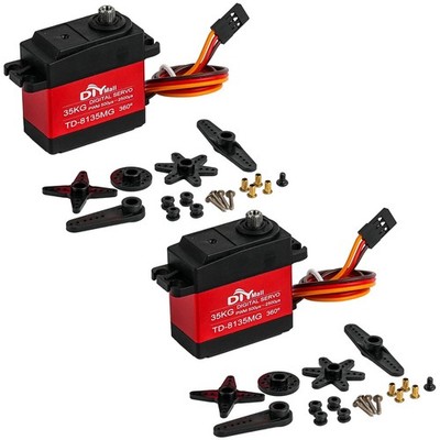 Diymall 2-Pack Td-8135Mg 35Kg 360-Degree Servos, Full Metal Gears, High Voltage_