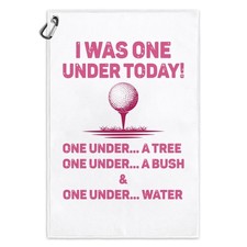 I was One Under Today Funny Printed Microfiber Golf Towel with Clip, Golf Gif...