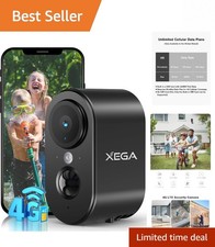 4G Cellular Security Camera - 2K HD, Indoor/Outdoor, No Wi-Fi Needed, 6000mAh