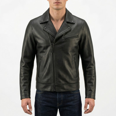 ZENZASION Men's Black Real Sheep Skin Leather Jacket - Slim Fit