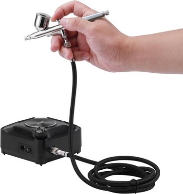 Powerful 40PSI Adjustable Output Airbrush Kit,Auto Stop Dual Action... 