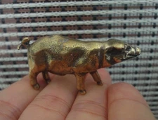 Vintage Solid Brass Copper Lovely Pig Figurine Statue Knick Knacks