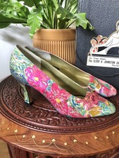 Vintage 80 s Vibrant Pink Floral Sesto Meucci Heels, 6.5B