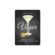 Vesper Cocktail Metal Signature Drink Metal Sign