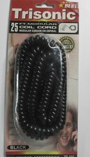 Trisonic 25 Ft. Modular Coil Phone Cord Black
