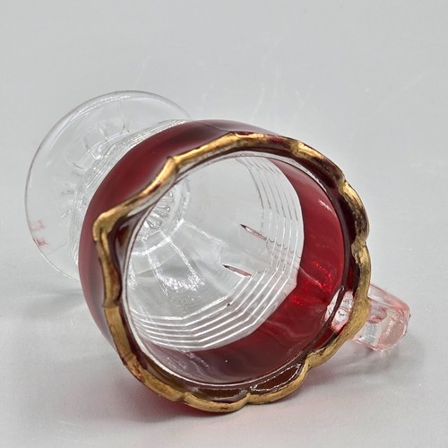 Antique Ruby Depression Glass Creamer w/ Gold Trim, 2.25" Tall, Excellent Cond. - Picture 6 of 10
