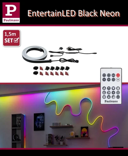 Paulmann EntertainLED LED Schlauch Black Neon 1,5m 5W 84 LEDs/m RGB+ inkl Halter
