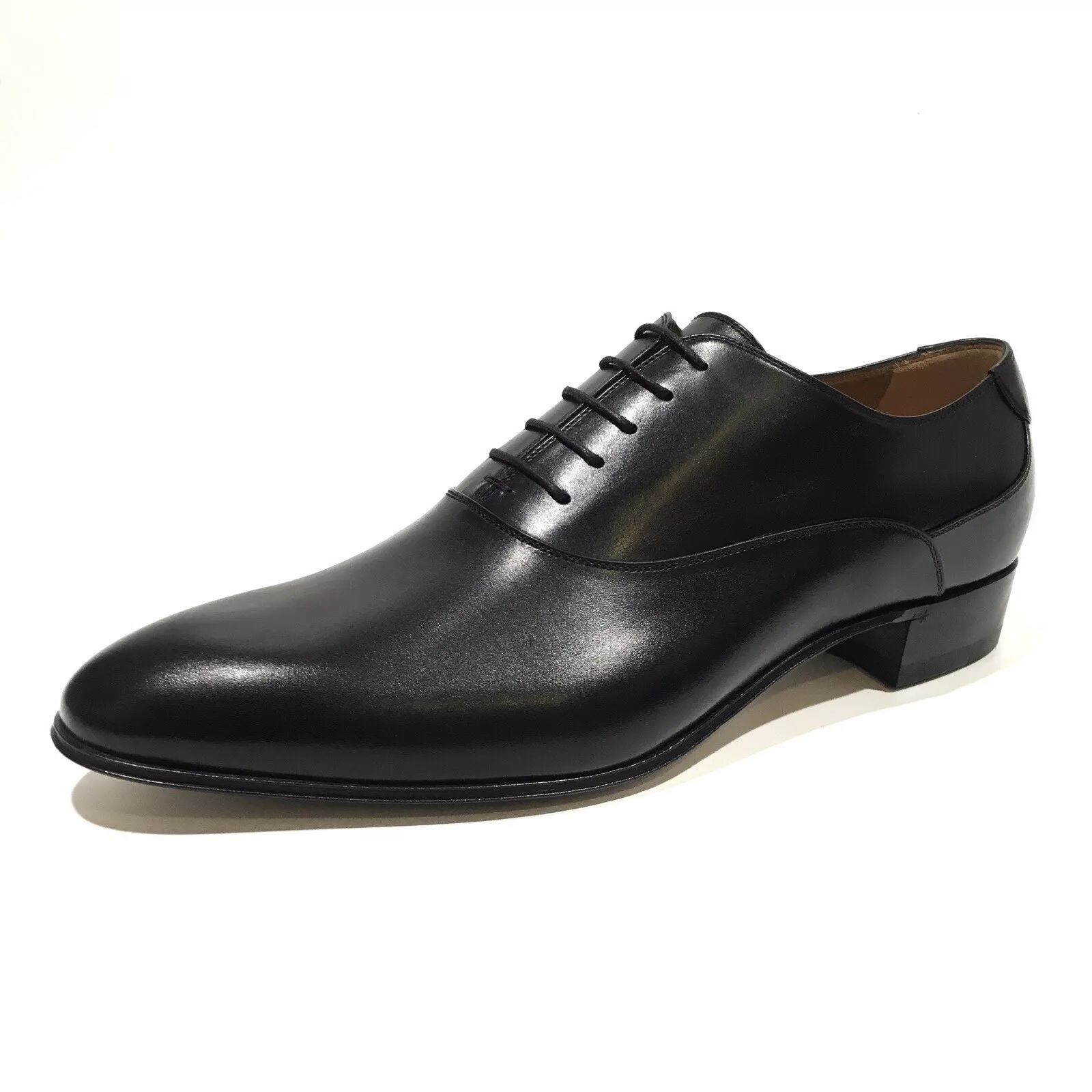 CHAUSSURES HABILLÉES GUCCI GG LOGO OXFORD   CUIR NOIR   HOMME US 13   NEUVES