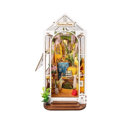 Rolife Holiday Garden House 3D Wooden Puzzle DIY Book Nook Shelf
