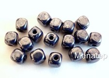 50 4x4mm Czech Glass Cube Beads: Luster - Opaque Navy