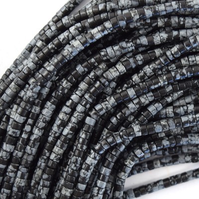 4mm natural black snowflake obsidian heishi disc beads 15.5'' strand 2x4mm