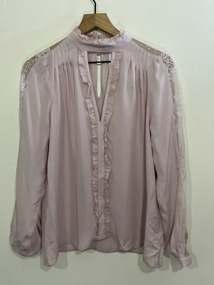 Top de seda romántico de inspiración victoriana S caprichoso delicado coqueta princesa rosa