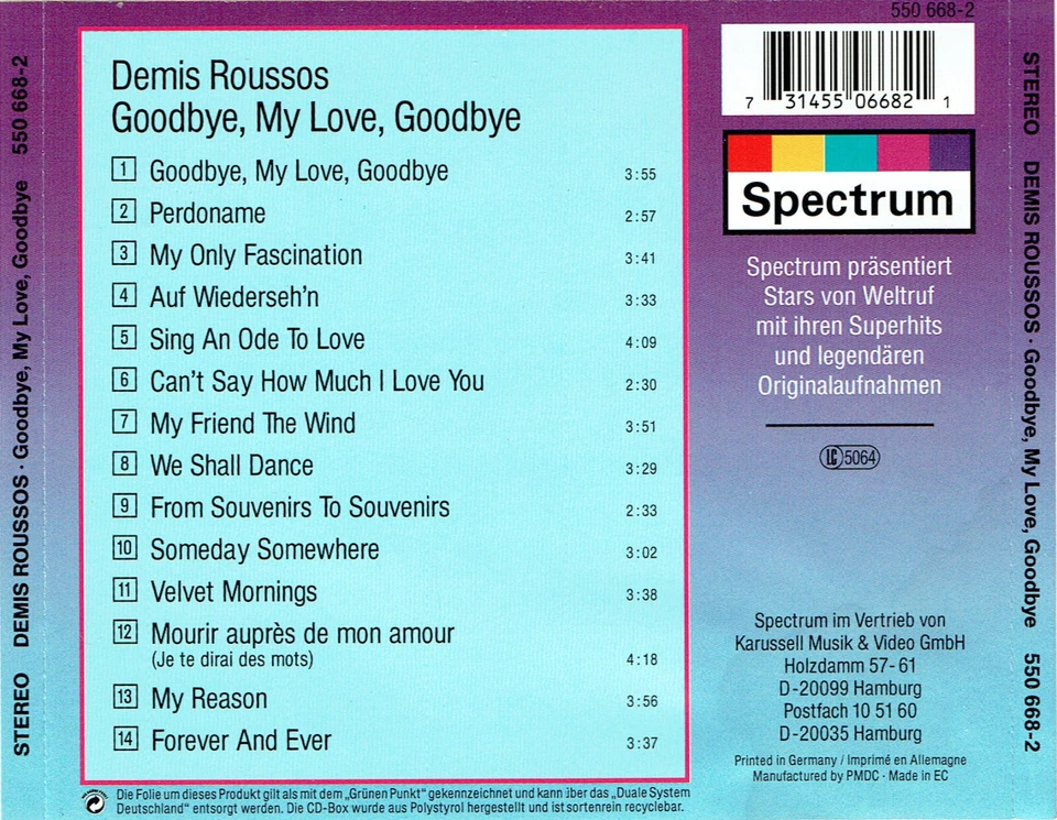 (CD) Demis Roussos - Goodbye, My Love, Goodbye - Forever And Ever, u.v.a. - Bild 2 von 2