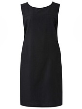 CAPSULE LADIES BLACK LINEN BLEND EASY CARE V-BACK DRESS NEW (ref 419) SALE