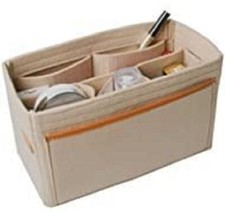 FELT INSERT BAG ORGANIZER PURSE ORGANIZER INSERT BEIGE ,LARGE 12.6 X 5.9 X 7 NEW