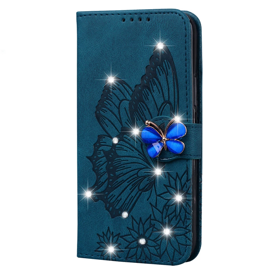 Diamond Butterfly Wallet Phone Case For Google Pixel 9 8 7 6 Pro XL 7A 8A 6A 9A - Image 2 of 4