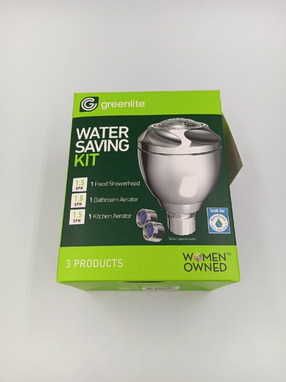 NEW Greenlite Water Saving Kit Fixed Shower Head, Bathroom & Kitchen