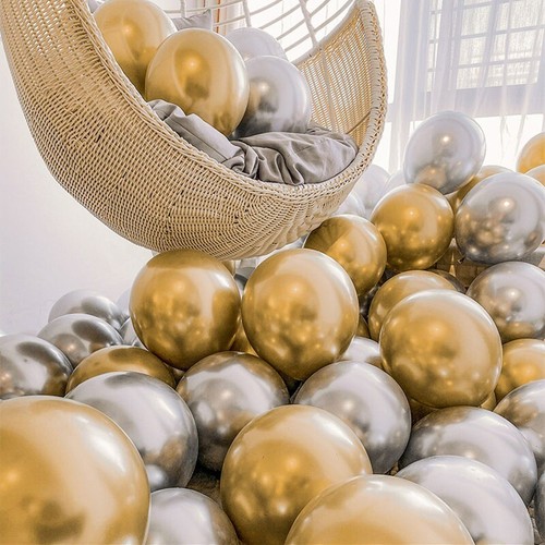 100 Globos Perla Látex Cromo Metálico 10" Helio Cumpleaños Boda Fiesta Decoración - Imagen 13 de 37
