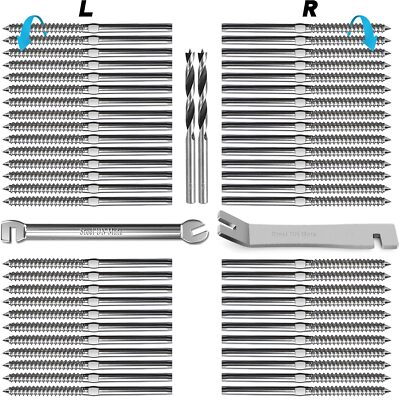 60PCS T316 Lag Screws Deck Railing Kit for 1/8-Inch Cable Includes Wrench