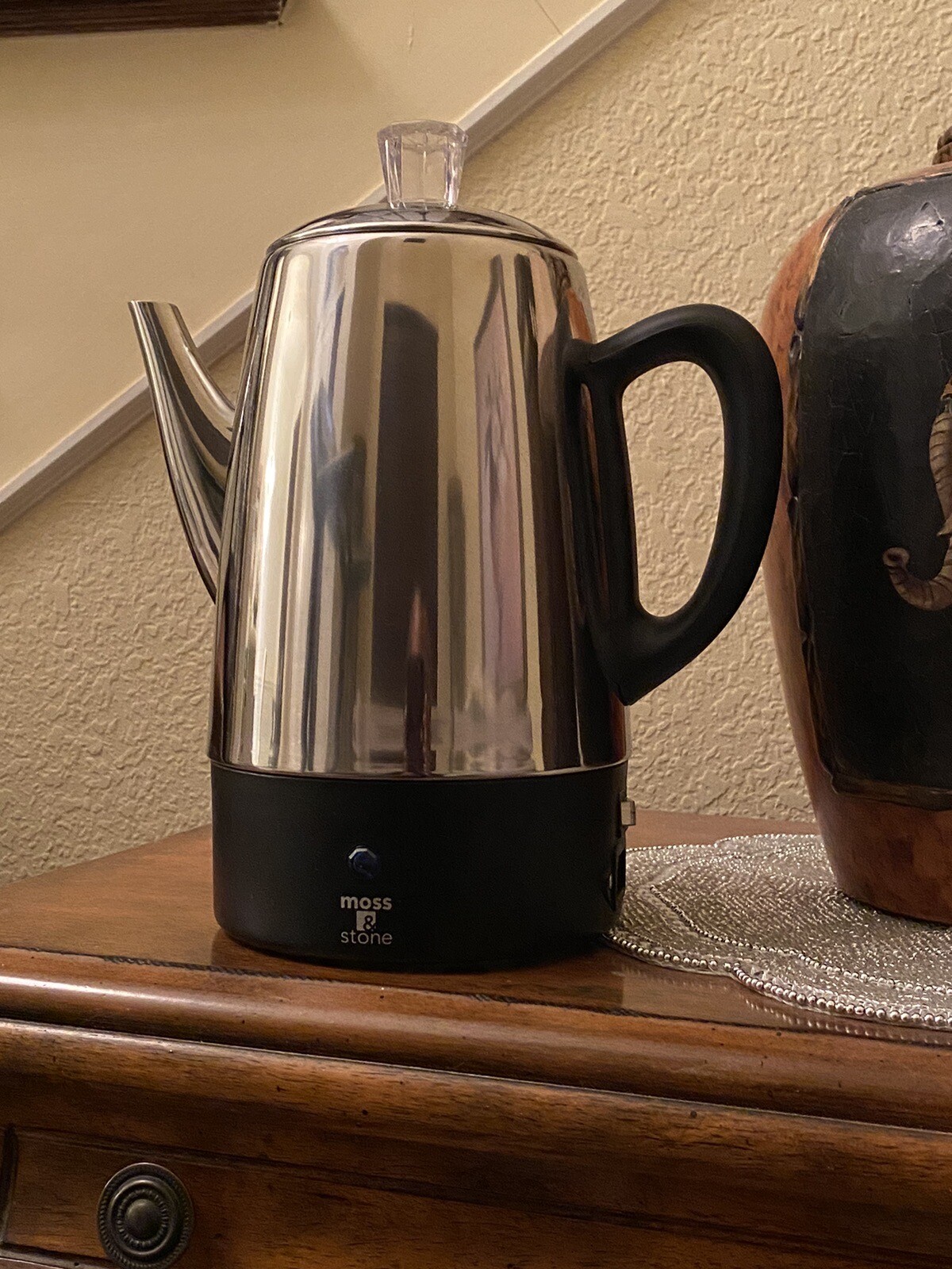 Moss & Stone Electric Coffee Percolator with Stainless Steel Body & Lid