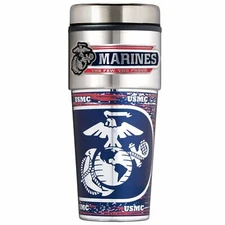 Great American Products Military MARINES Travel Tumbler 16 oz Metallic Wrap &