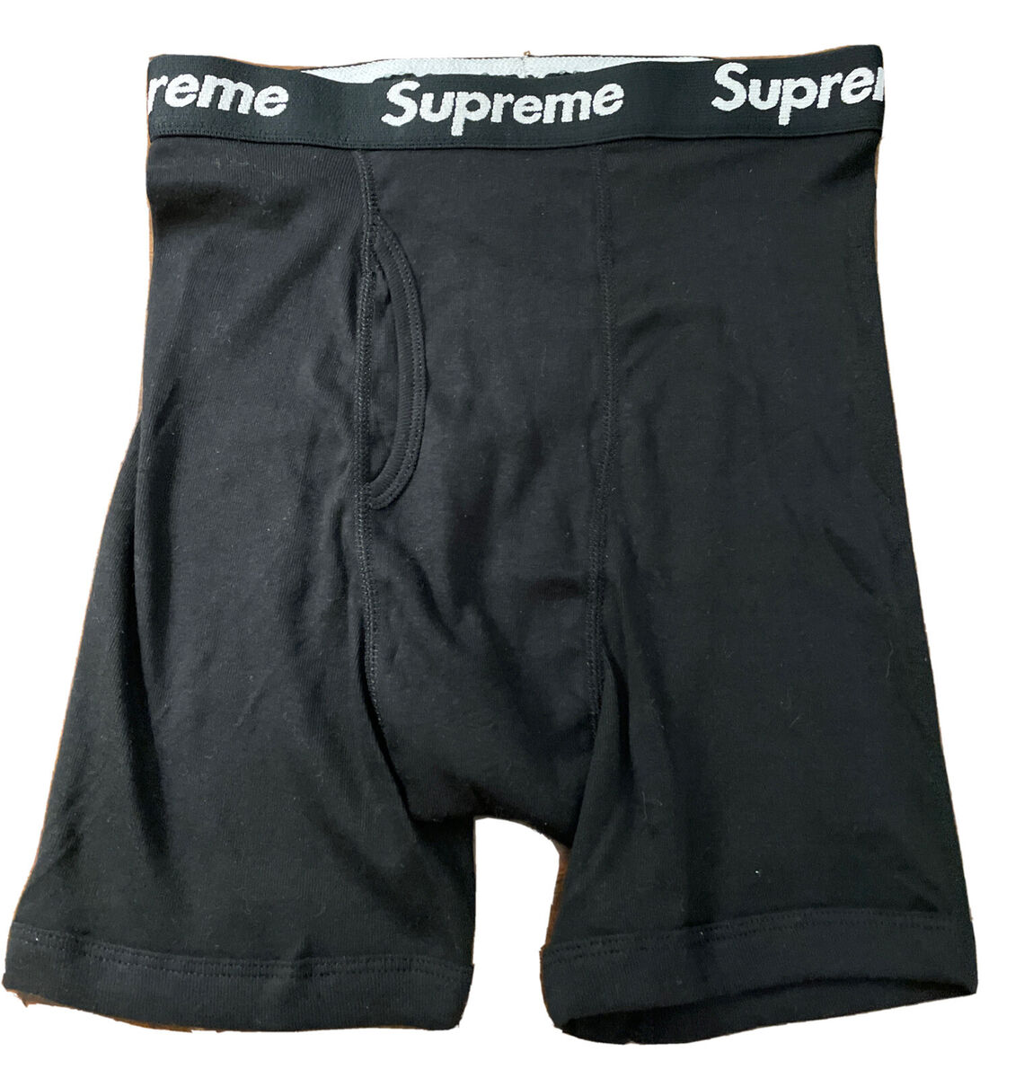 SUPREME/ HANES BOXER BRIEFS/ BLACK/ SINGLES (ONE BOXER) SIZE MEDIUM/ AUTHENTIC SUPREME/ HANES BOXER BRIEFS/ BLACK/ SINGLES (ONE BOXER) SIZE MEDIUM/ AUTHENTIC