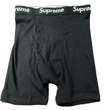 SUPREME/ HANES BOXER BRIEFS/ BLACK/ SINGLES (ONE BOXER) SIZE MEDIUM/ AUTHENTIC