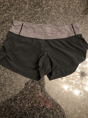 Lululemon￼  ￼￼Women's Athletica Black￼ and Grey￼ Speed Up Running Shorts Size 4