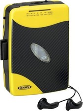 JENSEN Portable Cassette Player Retro w/ AM/FM Radio, Detach. Belt Clip Yellow