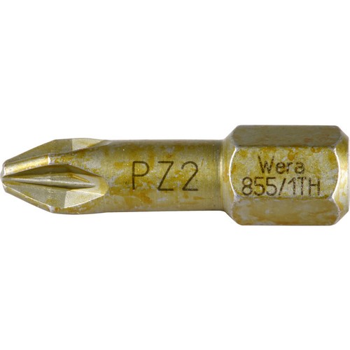 2pk Wera Gold PZ2 25mm Bi Torsion Extra Hard Screwdriver Bits Pozi 2