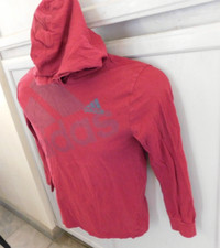 adidas burgundy lightweight pullover hoodie boy sz M 8/10 