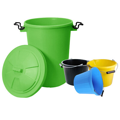 [4er Set] 50L Limettengrün Mülleimer + 14L Eimer (3 Gallonen) Küche Garten Aufbewahrung