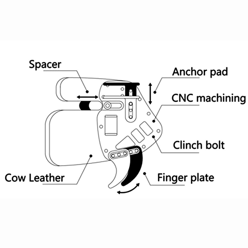 Archery Finger Tab Guard Protection Genuine Leather + Aluminum S/M/L Hunting