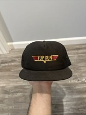 Vtg 80s 90s Top Gun Trucker Mesh Hat Cap Made in USA Adjustable Military