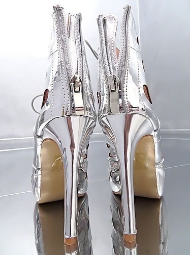 GoGo Original Tacones Altos Ver a través de Corsé Plataforma Botas Plata 35 - Imagen 2 de 5