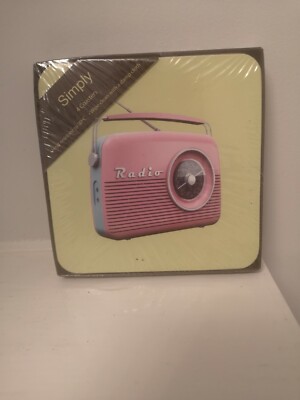 Retro Radio 4er Set Kork Untersetzer