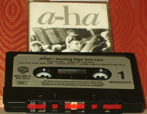 aha a-ha Hunting High And Low CASSETTE ALBUM Electronic Synthpop black shell - Picture 2 of 8