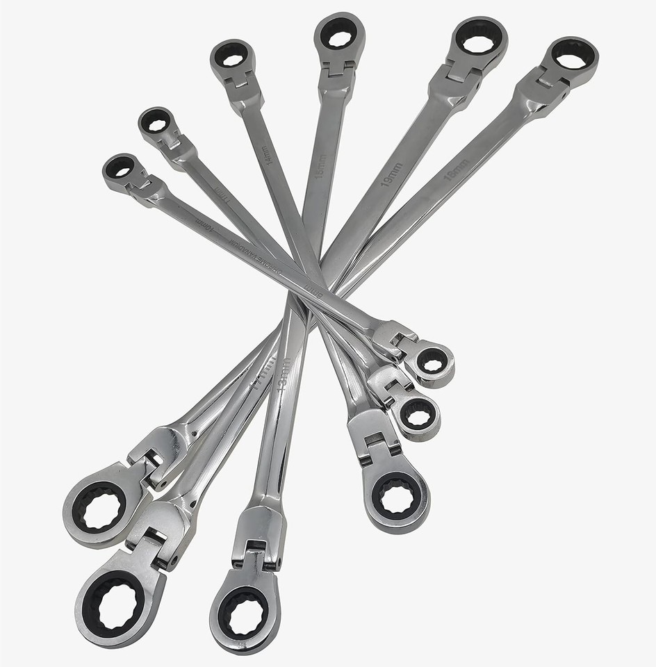 YCTMALL Metric 12 Sizes Extra Long Gear Ratcheting Wrench Set, 8mm19mm
