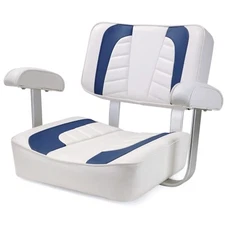 NORTHCAPTAIN Pontoon Captain Bucket Seat with Armrest,White/Pacific Blue