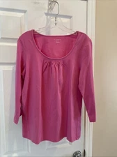 Liz Claiborne Womens Gorgeous Pink 3/4 sleeve Pull over top Sz L